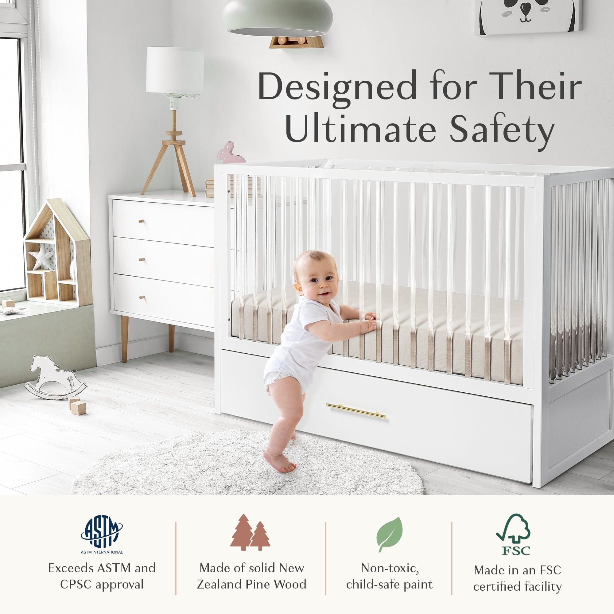 Hush Crib with Trundle Gold Handle