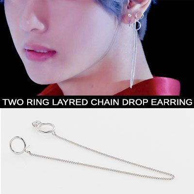 [UNISEX] BTS 防弾少年団 [DNA]MV V STYLE/テテ/2 RINGレイヤード チェーンピアス(2type)