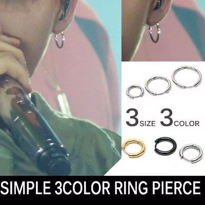 BIGBANG G-DRAGON [MADE]活動のときファッションスタイル！[1ea]シンプル3カラーリングピアス1個/サージカルスチール/SIMPLE 3COLOR RING PIERCE