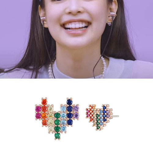 BLACKPINK/ブラックピンク/JENNIE/ジェニー st. レインボーキュービックアンバランスピアス (3color)