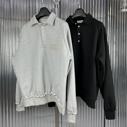 [MUMU] ロゴハーフボタンスウェットシャツ